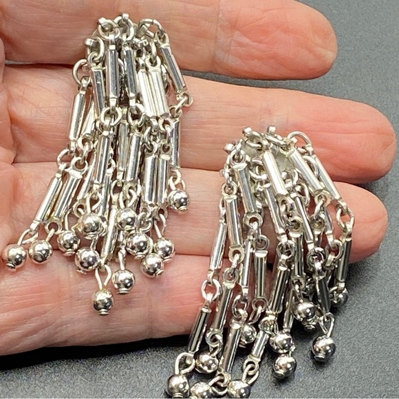 CORO Clip-On Earrings Vintage Chain Links Dangles - Picture 9 of 9